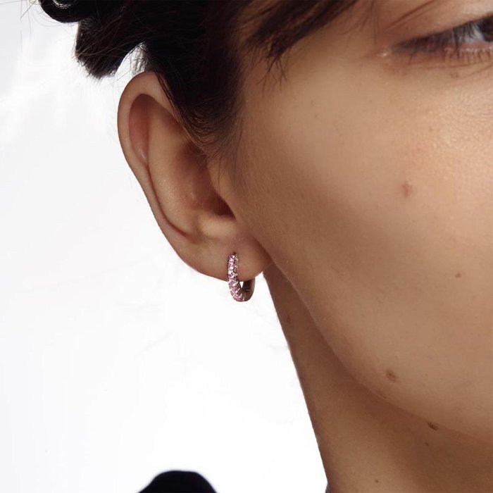 Silver earrings with pink cubic zirconia