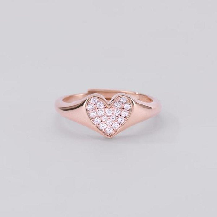 BAGUE CHEVALIÈRE COEUR PAVÉ
