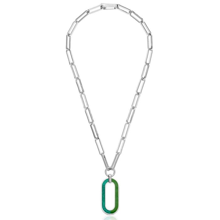 Collier pendentif en émail vert