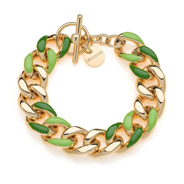 Bracelet groumette en émail vert