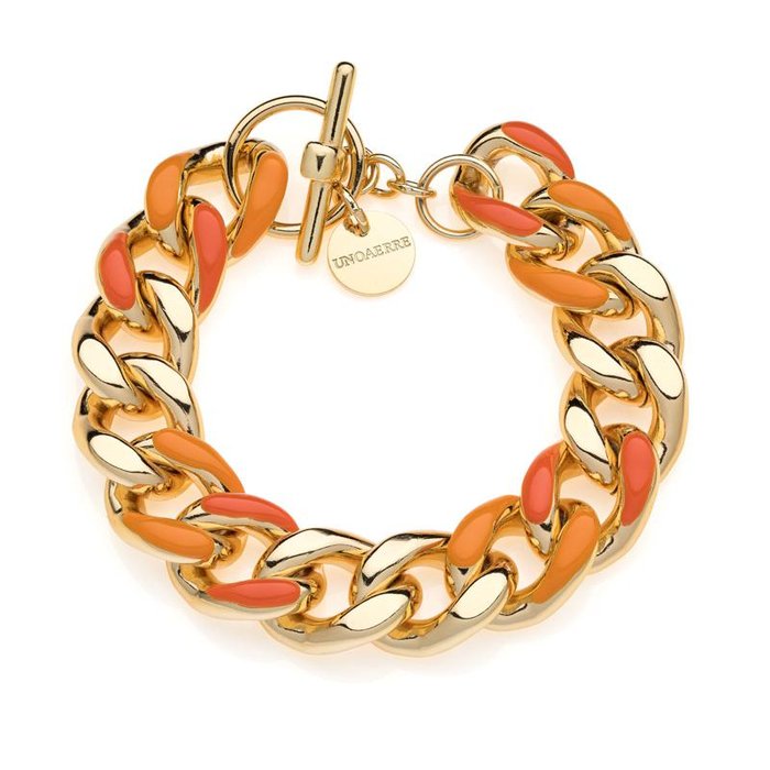 Bracelet groumette en émail orange
