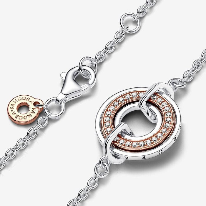 Bracciale Cerchio Bicolore con Logo e Pavè