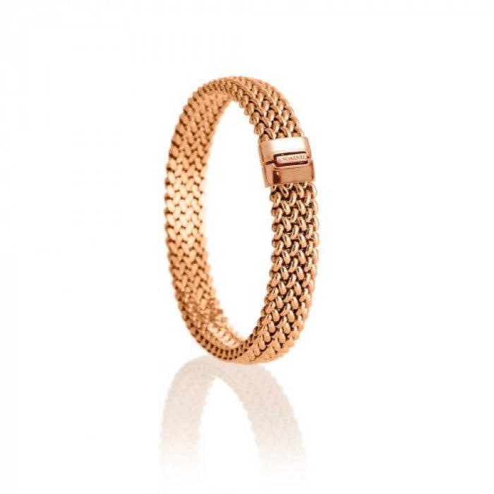 Bracelet rose en maille grain de riz