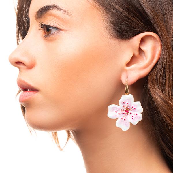 Boucles d'oreilles fleur de pêcher