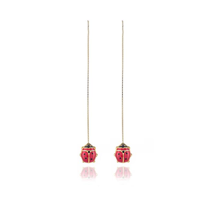 Real Gold Ladybug Earrings
