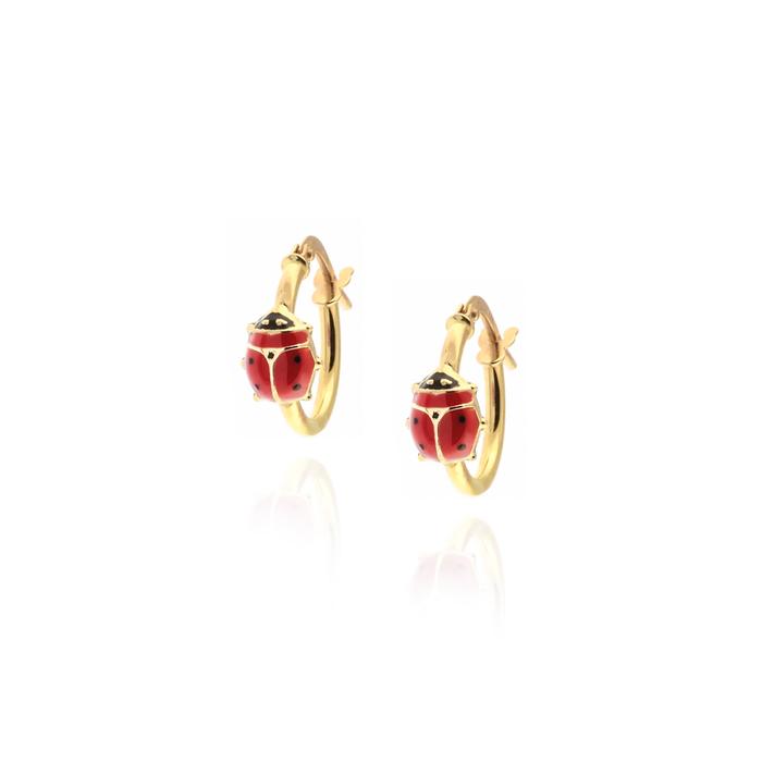 Real Gold Ladybug Earrings