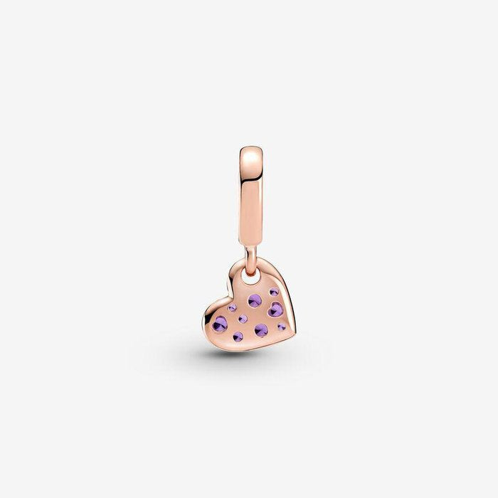 Charm pendentif coeur oblique pavé violet