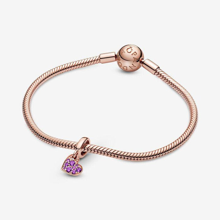 Charm pendentif coeur oblique pavé violet