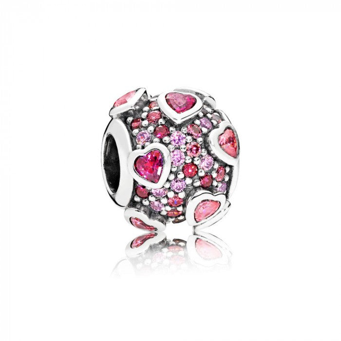 Round red hearts charm