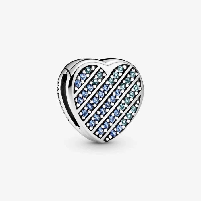 Heart clip with blue pavé