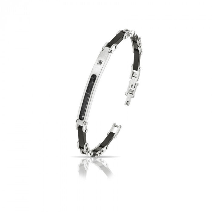 Bracelet s/rigid plate ip black br black 0.015