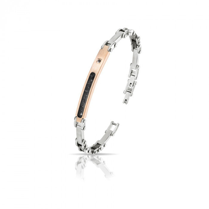 Bracelet plate ip rosè br black 0.015
