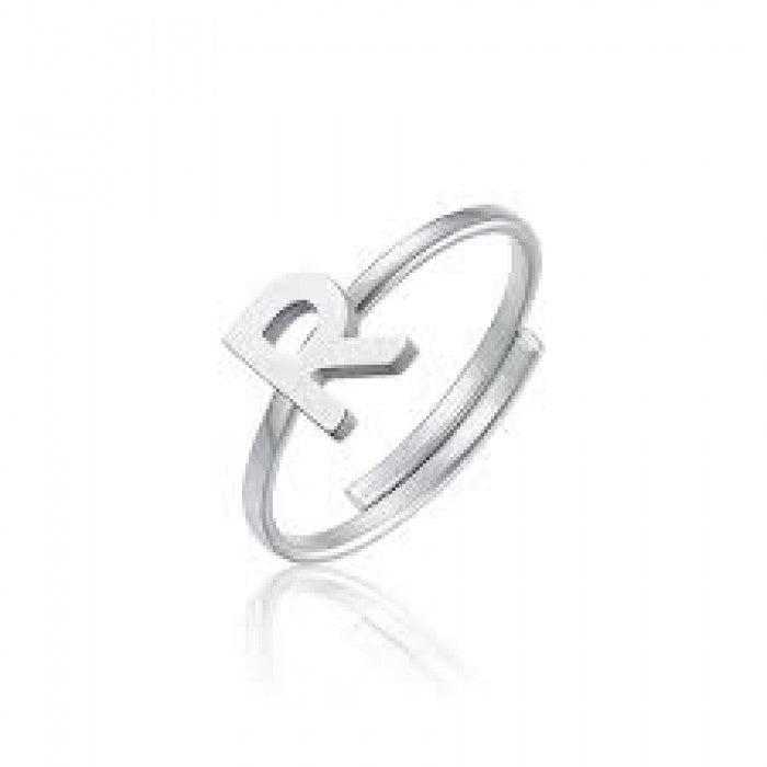 BAGUE FEMME EN ACIER AVEC LETTRE