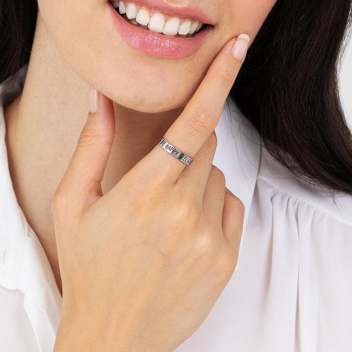 BAGUE EN ACIER POUR FEMME BE HAPPY FEEL GOOD