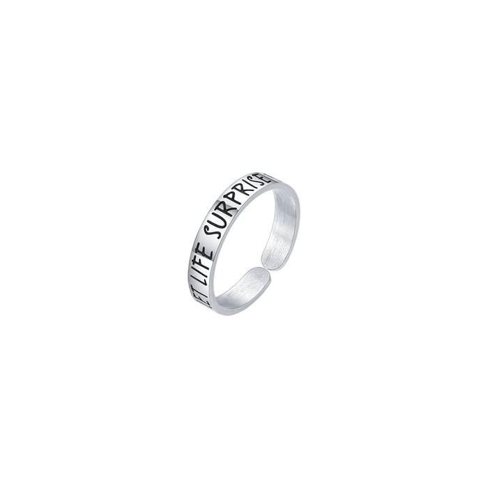 BAGUE EN ACIER POUR FEMME LAISSEZ LA VIE VOUS SURPRENDRE