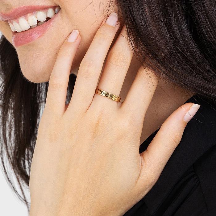 BAGUE FEMME EN ACIER DORÉ FOREVER SISTER