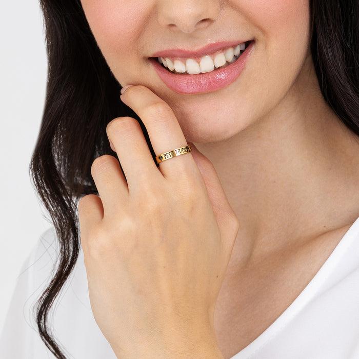 BAGUE FEMME EN ACIER DORÉ MEILLEURES AMIS