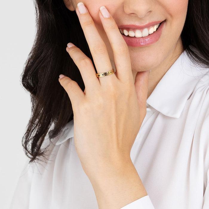 BAGUE FEMME EN ACIER DORÉ MAKE A WISH