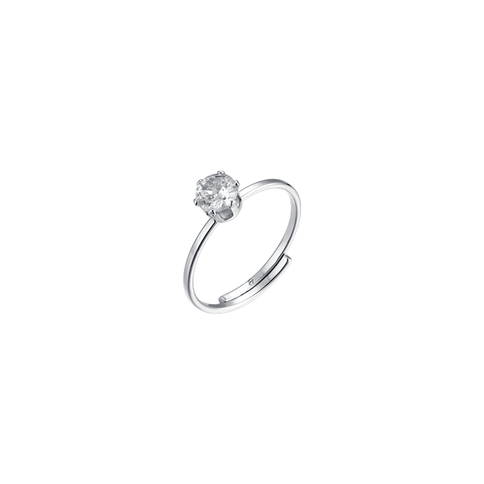 BAGUE SOLITAIRE FEMME EN ACIER AVEC CRISTAL BLANC