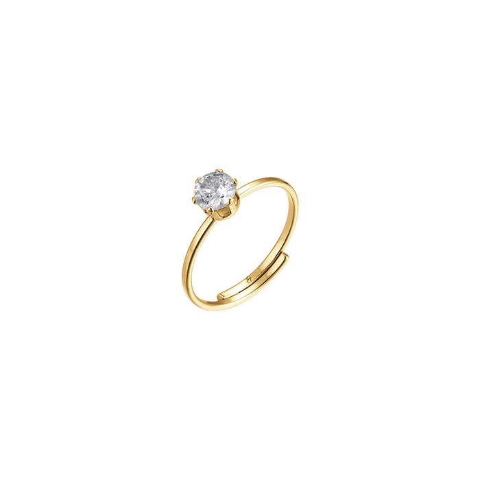 BAGUE SOLITAIRE FEMME EN ACIER AVEC CRISTAL BLANC