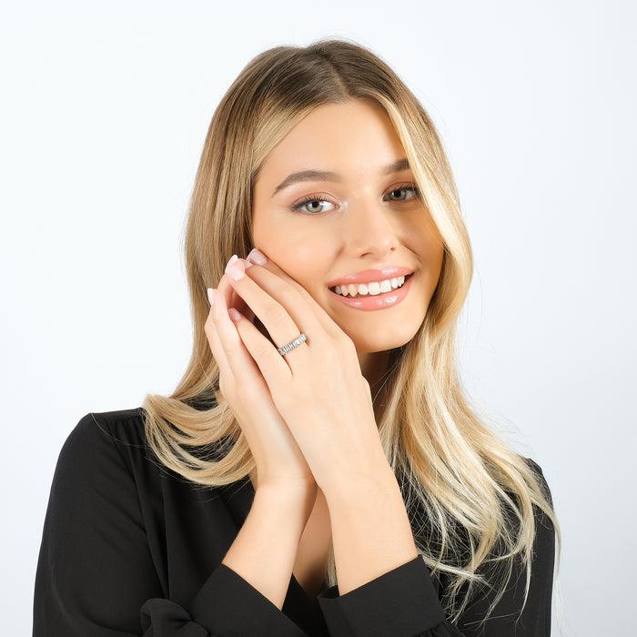 BAGUE FEMME EN ACIER AVEC CRISTAUX BLANCS