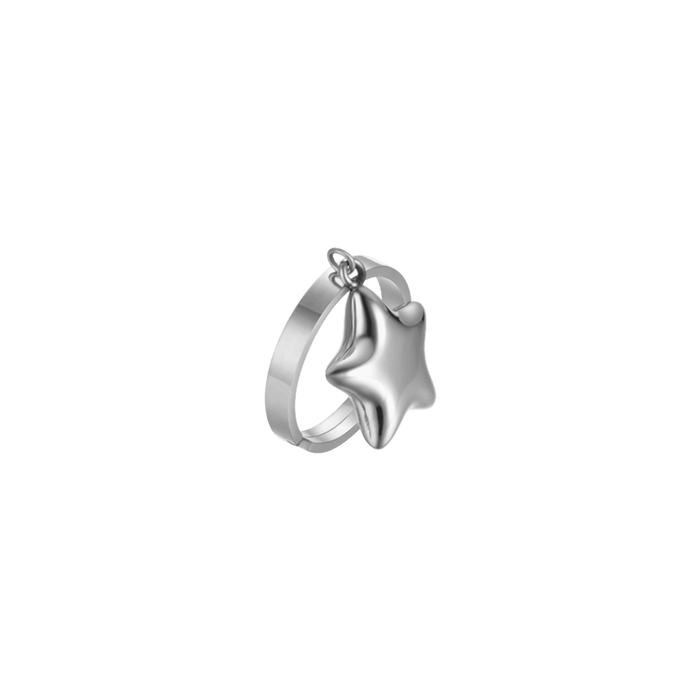 BAGUE EN ACIER POUR FEMME AVEC ÉTOILE COMPLÈTE