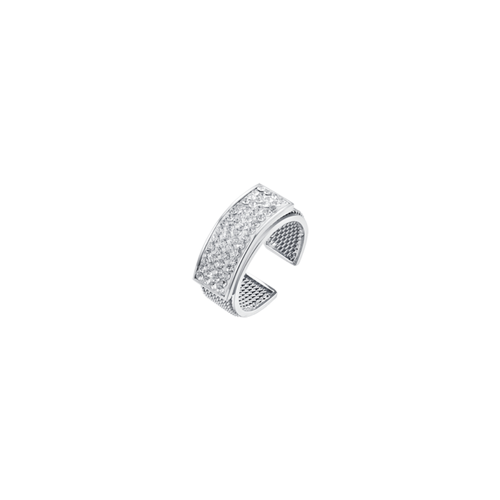 BAGUE POUR FEMME EN ACIER MILAN MESH AVEC ÉLÉMENT EN CRISTAL BLANC