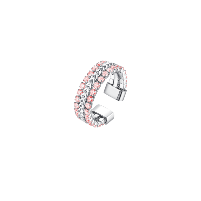 BAGUE FEMME EN ACIER AVEC CRISTAUX BLANCS TAILLE M