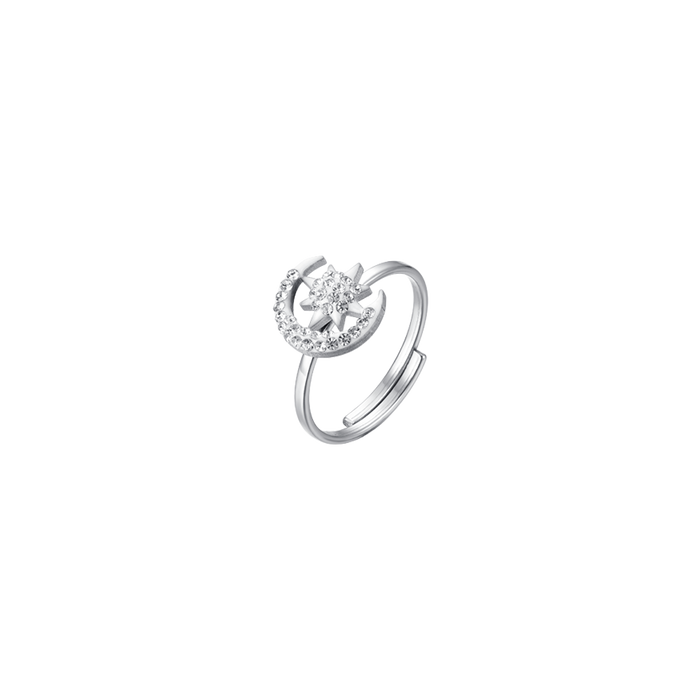 WOMEN'S STEEL RING STAR AND MOON