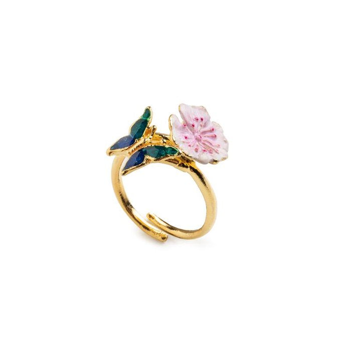 Bague Papillon/Fleur de Pêcher