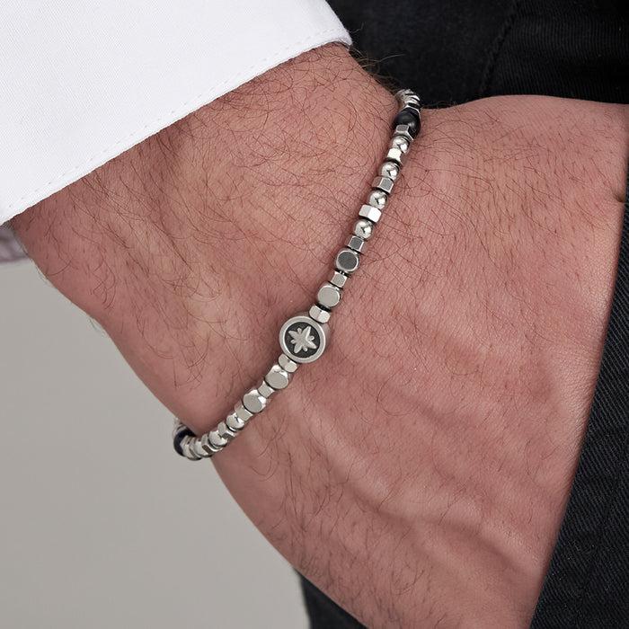 MEN'S STEEL BRACELET WITH LAPIS AND STAR