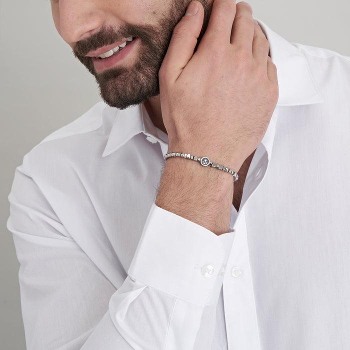 BRACELET EN ACIER POUR HOMME AVEC ÉLÉMENT ANCRE
