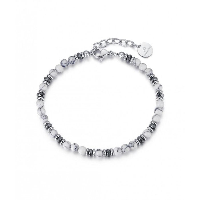 Bracelet With White Stones And Hematite