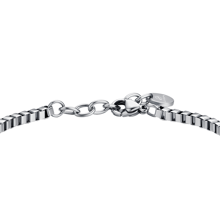 MEN'S BRACELET IN STEEL WITH PLATE AND WHITE CRYSTALS