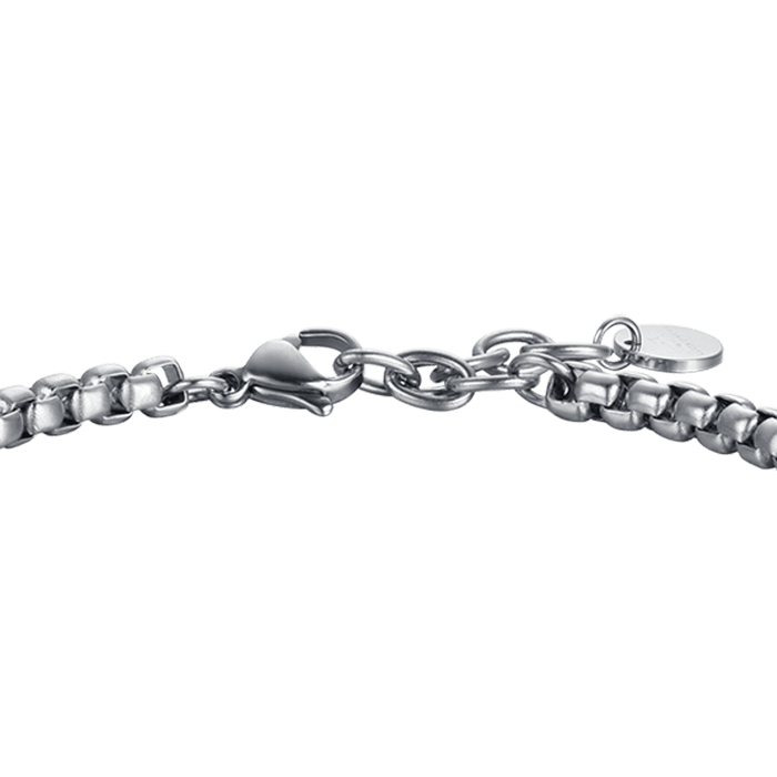 BRACELET HOMME EN ACIER AVEC CORNE ET ÉMAIL NOIR