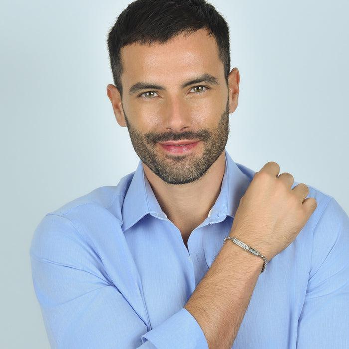 BRACELET EN ACIER POUR HOMME AVEC ÉLÉMENT EN ACIER