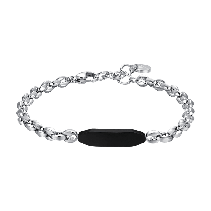 BRACELET HOMME EN ACIER AVEC ÉLÉMENT IP NOIR