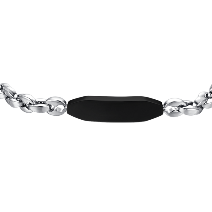 BRACELET HOMME EN ACIER AVEC ÉLÉMENT IP NOIR