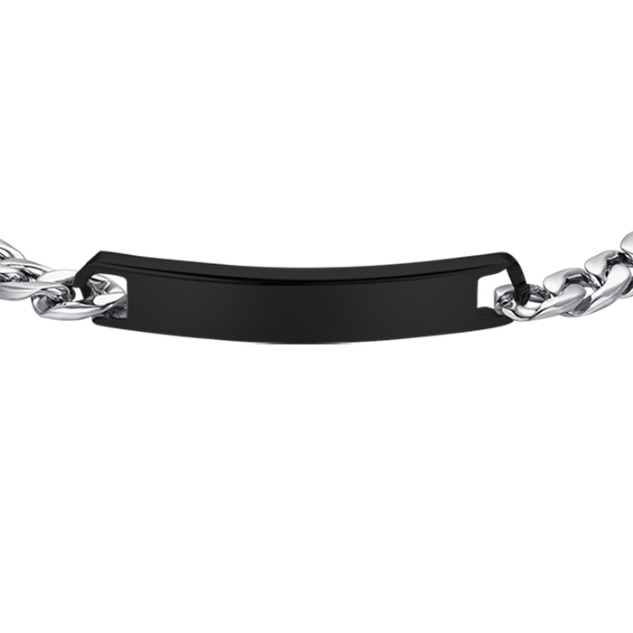 BRACELET HOMME EN ACIER AVEC PLAQUE IP NOIRE