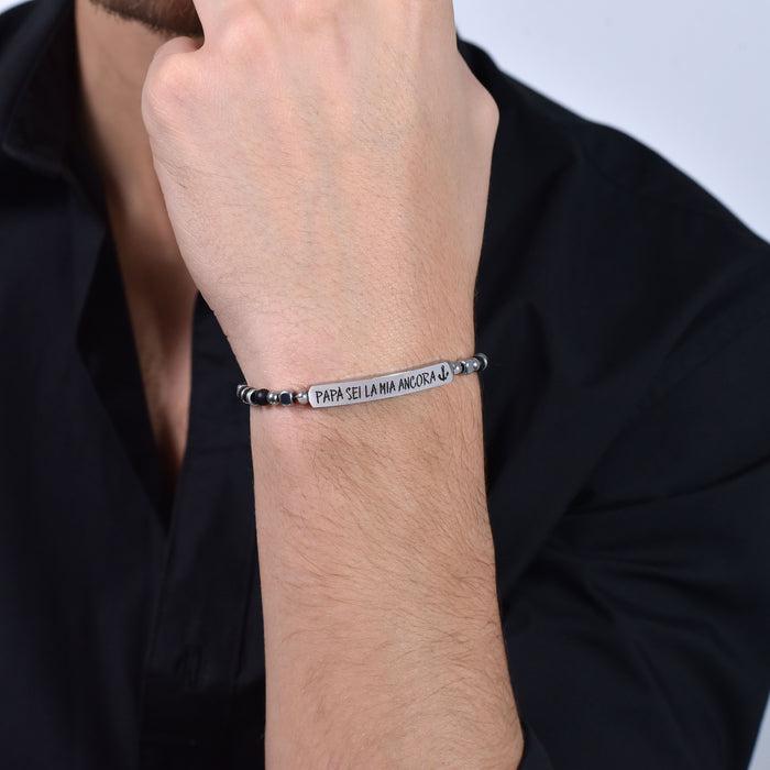 BRACELET EN ACIER POUR HOMME PAPA TU ES MON ANCRE