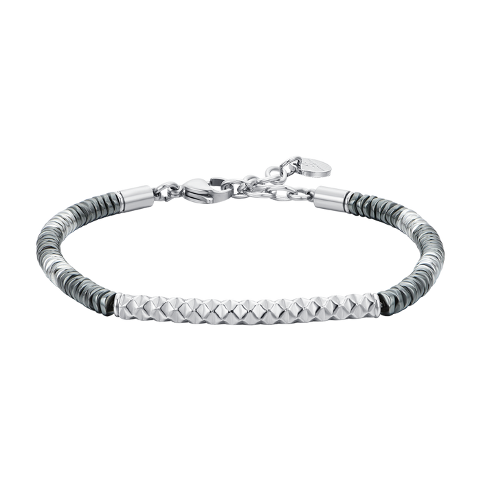 BRACELET HOMME EN ACIER AVEC HÉMATITE GRISE