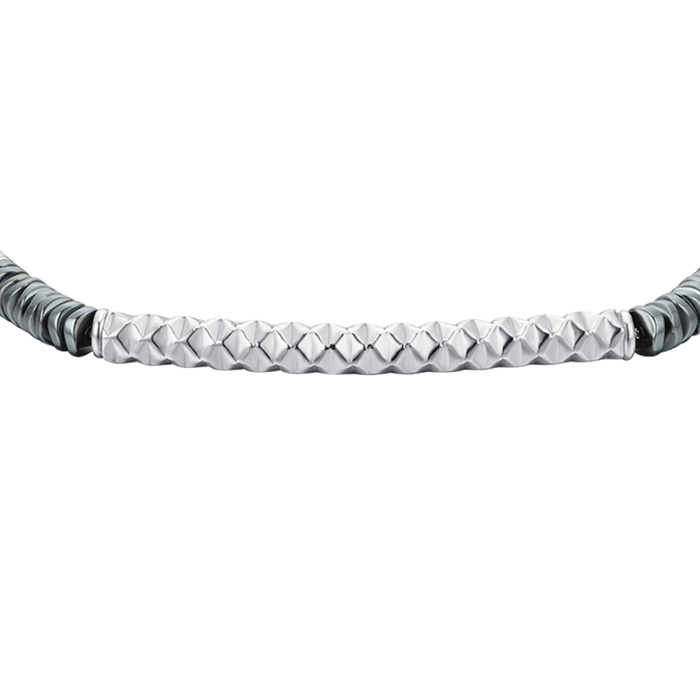 BRACELET HOMME EN ACIER AVEC HÉMATITE GRISE