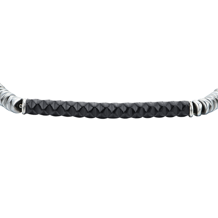BRACELET HOMME EN ACIER AVEC PLAQUE IP NOIRE