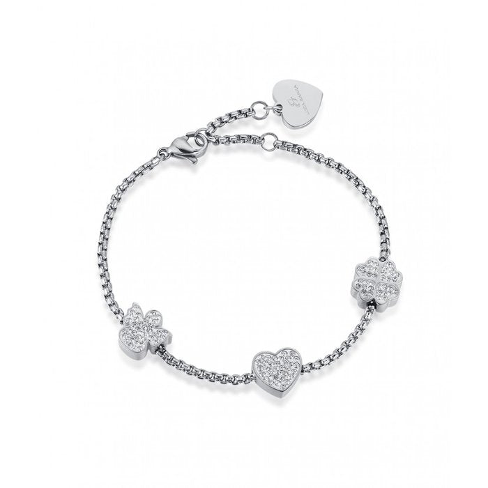 Bracelet avec ange, cœur et trèfle à quatre feuilles