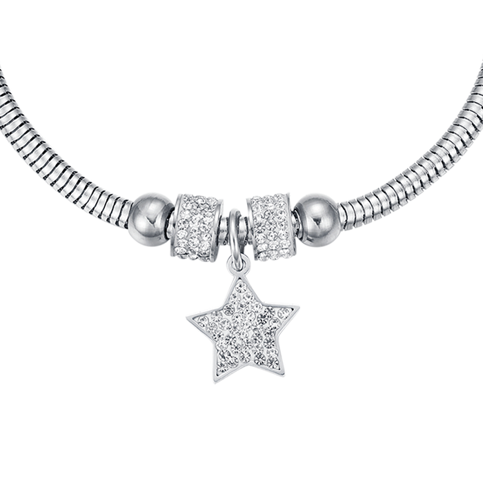 BRACELET FEMME EN ACIER ÉTOILE AVEC CRISTAUX BLANCS