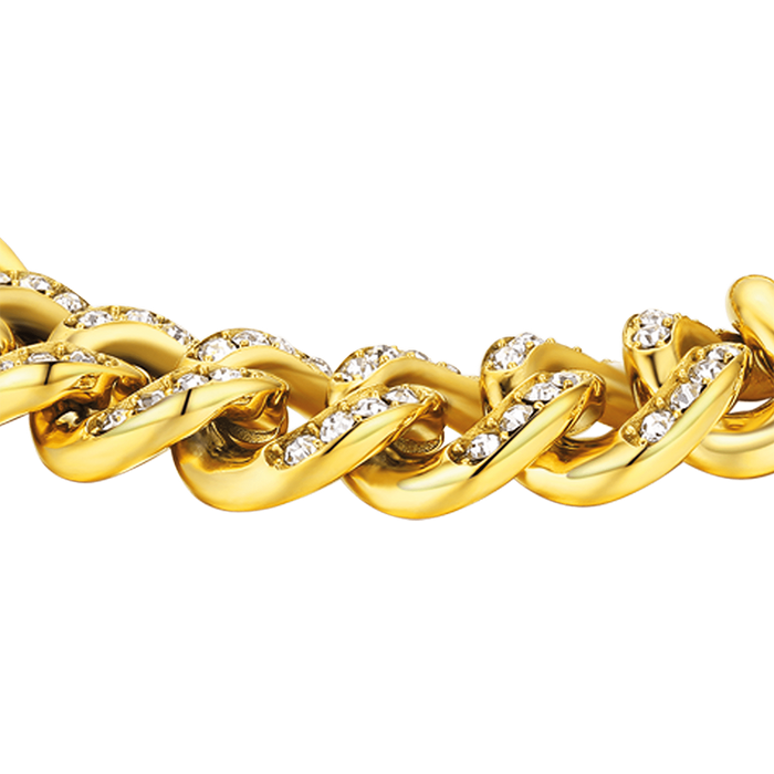 BRACELET FEMME EN ACIER AVEC MAILLON CHAÎNE EN CRISTAUX BLANCS