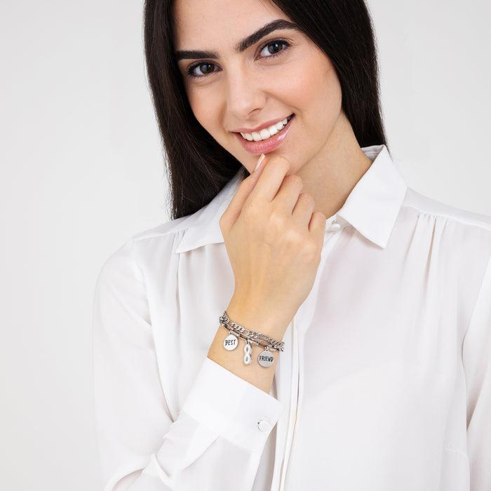 BRACELET FEMME EN ACIER AVEC INFINI ET CRISTAUX BLANCS