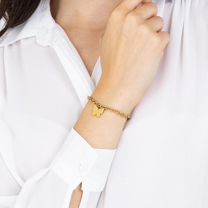 BRACELET FEMME EN ACIER DORÉ AVEC PAPILLON