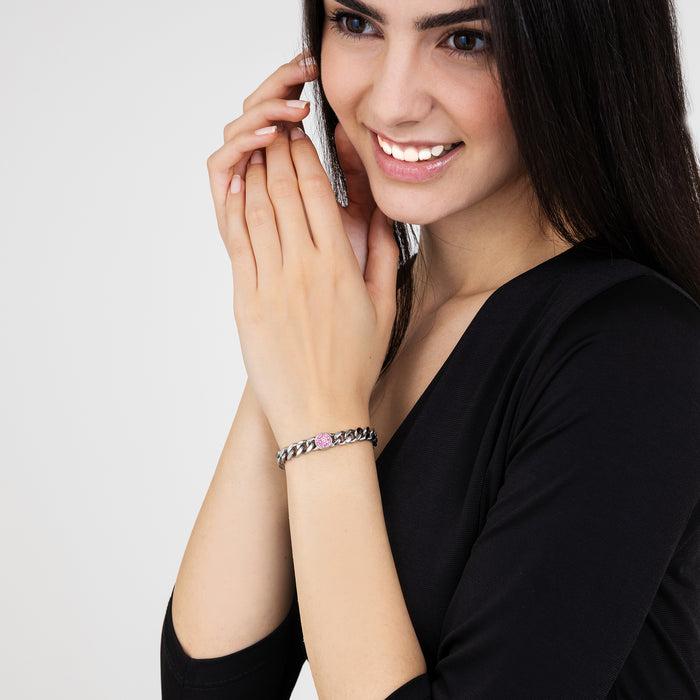 WOMEN'S STEEL BRACELET WITH ELEMENT AND CRYSTALS
