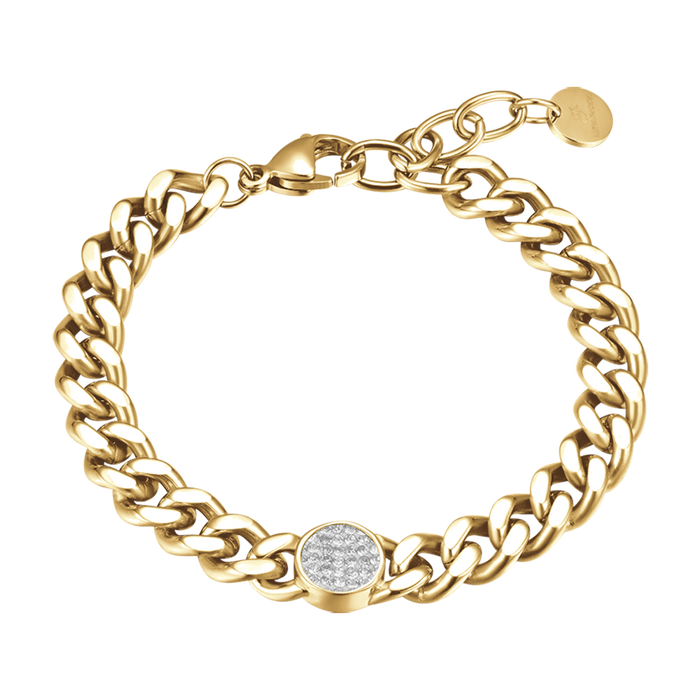 WOMEN'S STEEL BRACELET WITH ELEMENT AND CRYSTALS